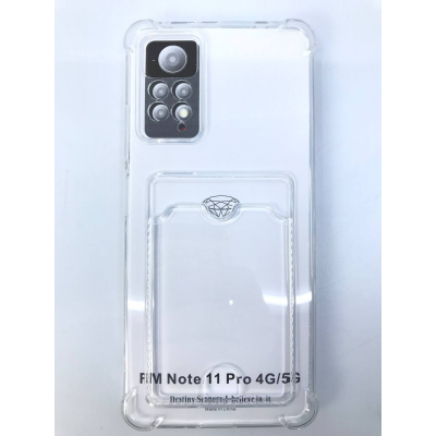Чехол прозрачный противоударный с кармашком для карт на Redmi Note 11 Pro (4G/5G)