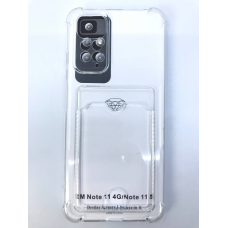 Чехол прозрачный противоударный с кармашком для карт на Redmi Note 11/ Note 11S