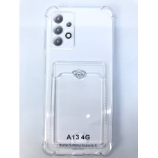 Чехол прозрачный противоударный с кармашком для карт на Samsung A13
