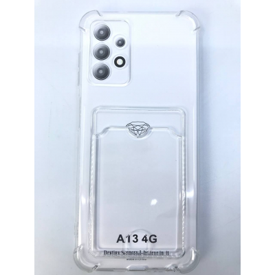 Чехол прозрачный противоударный с кармашком для карт на Samsung A13