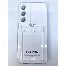 Чехол прозрачный противоударный с кармашком для карт на Samsung S23 Pro