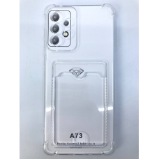 Чехол прозрачный противоударный с кармашком для карт на Samsung A73