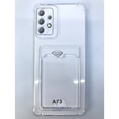 Чехол прозрачный противоударный с кармашком для карт на Samsung A73