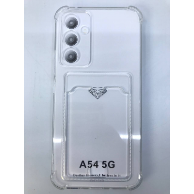 Чехол прозрачный противоударный с кармашком для карт на Samsung A54 5G
