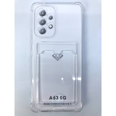 Чехол прозрачный противоударный с кармашком для карт на Samsung A53 5G