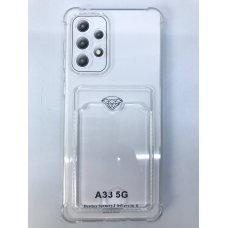 Чехол прозрачный противоударный с кармашком для карт на Samsung A33 5G