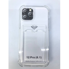 Чехол прозрачный противоударный с кармашком для карт на Iphone 12 Pro (6.1)