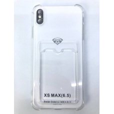 Чехол прозрачный противоударный с кармашком для карт на Iphone XS Max (6.5)