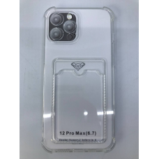 Чехол прозрачный противоударный с кармашком для карт на Iphone 12 Pro Max (6.7)