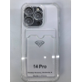 Чехол прозрачный противоударный с кармашком для карт на Iphone 14 Pro