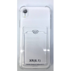 Чехол прозрачный противоударный с кармашком для карт на Iphone XR (6.1)