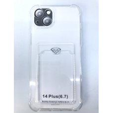 Чехол прозрачный противоударный с кармашком для карт на Iphone 14 Plus (6.7)
