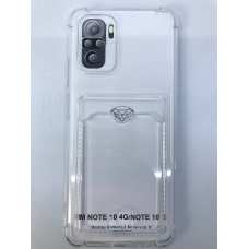 Чехол прозрачный противоударный с кармашком для карт на Redmi Note 10/ Note 10S