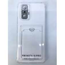 Чехол прозрачный противоударный с кармашком для карт на Redmi Note 10 Pro
