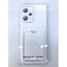 Чехол прозрачный противоударный с кармашком для карт на Redmi Note 12 Pro