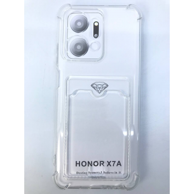 Чехол прозрачный противоударный с кармашком для карт на Honor X7A