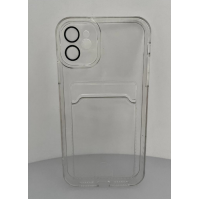 Чехол прозрачный противоударный с кармашком для карт на Iphone 11