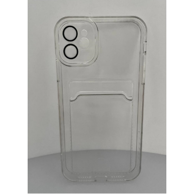 Чехол прозрачный противоударный с кармашком для карт на Iphone 11