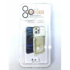 Чехол прозрачный противоударный с кармашком для карт на Iphone 13