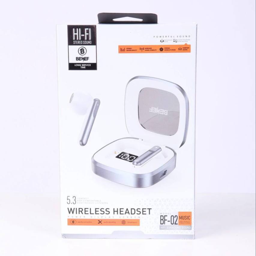 Беспроводные наушники BF-02 с цифровым дисплеем Беспроводные наушники BF-02 с цифровым дисплеем