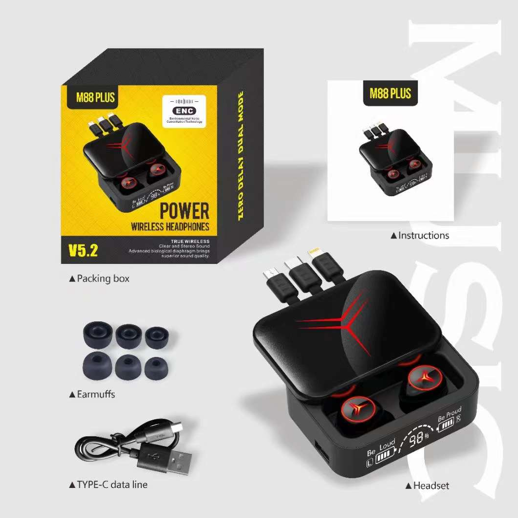 Беспроводные наушники + Power bank M88 Plus Беспроводные наушники + Power bank M88 Plus