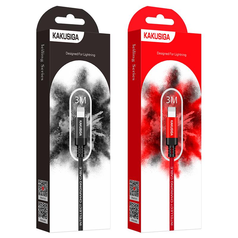 Кабель Lightning KAKUSIGA KSC-331 (3m) (Черн./Красн.) Кабель Lightning KAKUSIGA KSC-331 (3m) (Черн./Красн.)