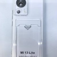 Чехол прозрачный противоударный с кармашком для карт на Mi 13 Lite