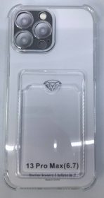 Чехол прозрачный противоударный с кармашком для карт на Iphone 13 Pro Max (6.7)