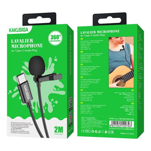 Микрофон-петличка KAKUSIGA KSC-763 (Type-C) (Черн.)