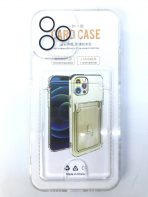 Чехол прозрачный противоударный с кармашком для карт на Iphone 14 Pro