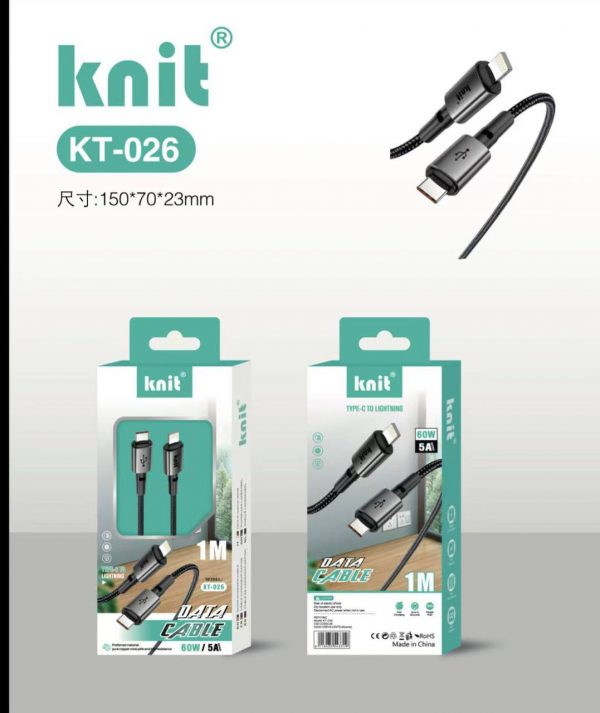 Кабель Type-C to Lightning Knit KT-026 Кабель Type-C to Lightning Knit KT-026