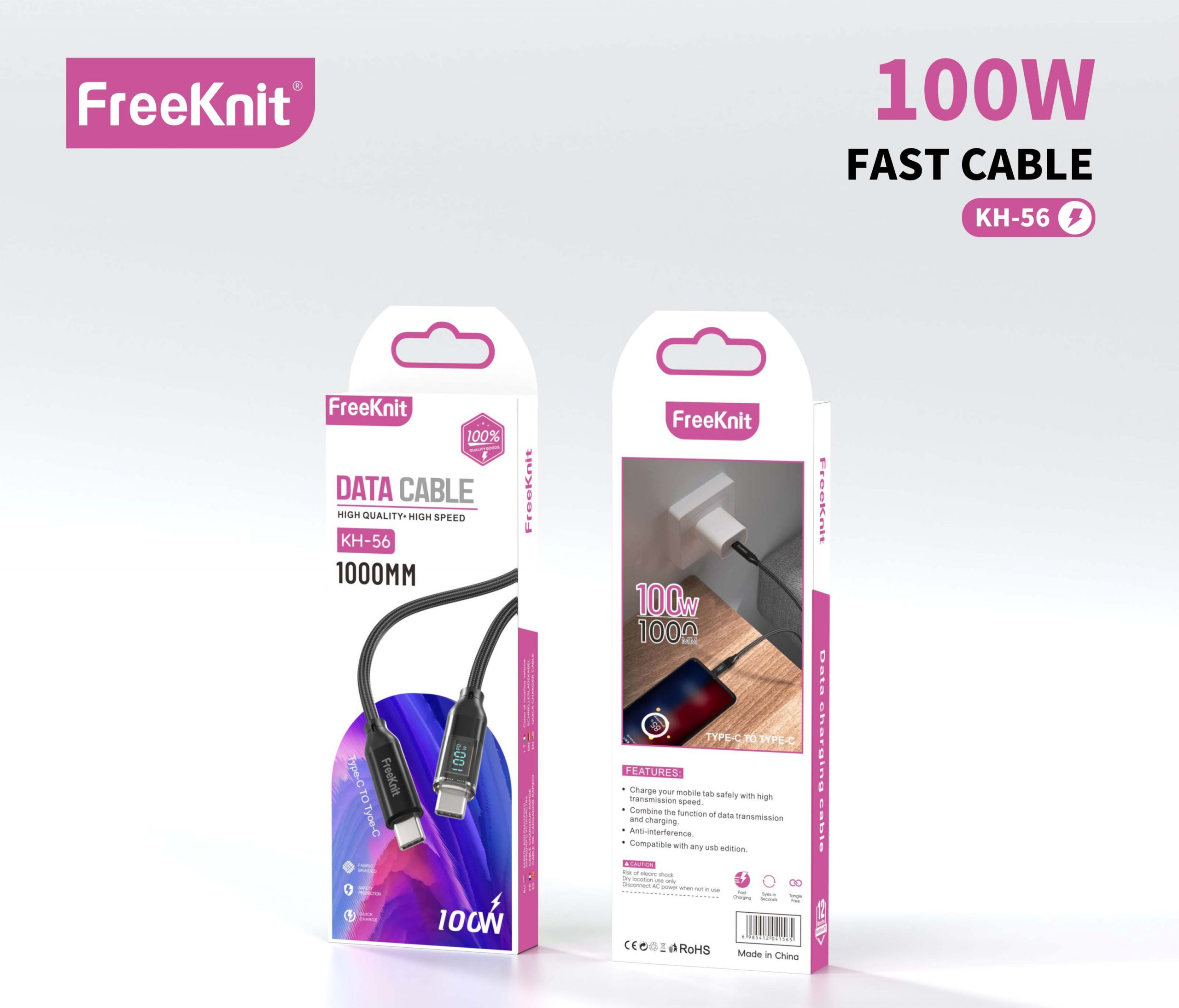 Зарядка Free Knit Type-C To Type-C KH-56 Зарядка Free Knit Type-C To Type-C KH-56