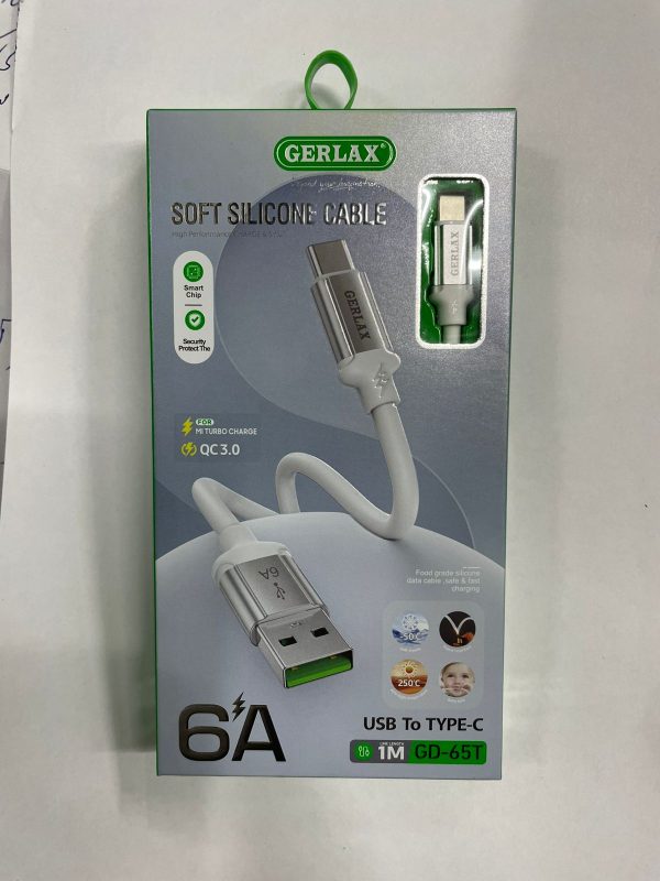 Зарядка Gerlax USB to TYPE-C 6A 1M GD-65T