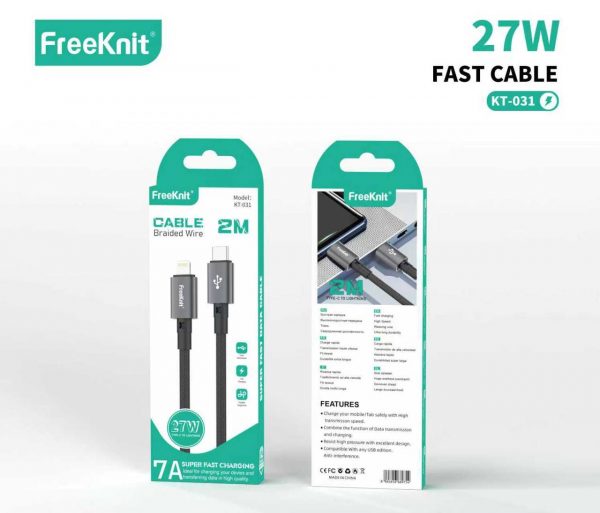 Кабель FreeKnit 2M Type-c To Lighting 7A KT031