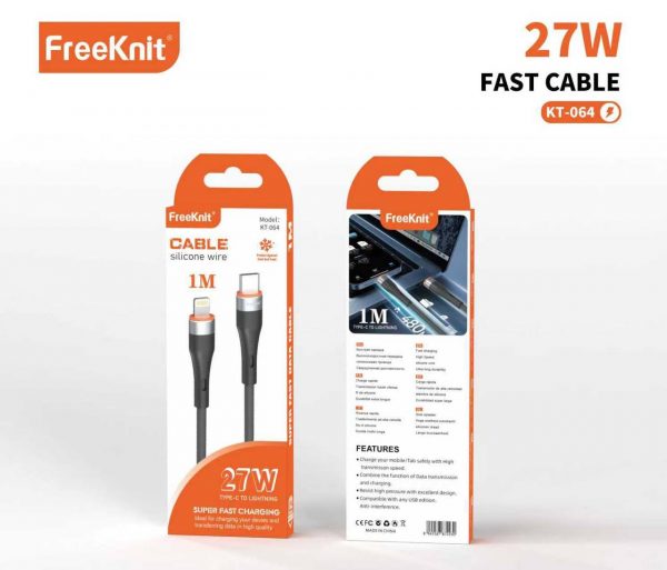 Кабель 1M FreeKnit 5A Type-C To Lighting KT064