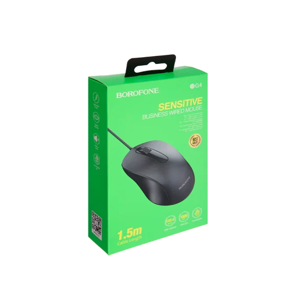 Мышь проводная Borofone BG4 классическая USB черный Мышь проводная Borofone BG4 классическая USB черный