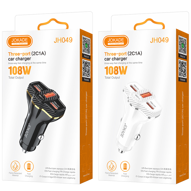 АЗУ JOKADE JH049 108W 1 USB 2 USB-C АЗУ JOKADE JH049 108W 1 USB 2 USB-C